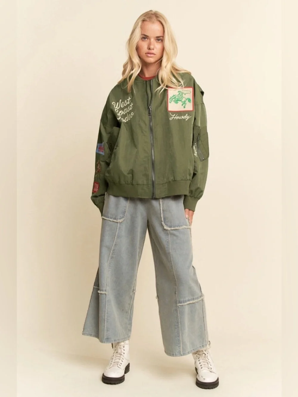 Olive Green Bomber Jacket West Voast Rodeo